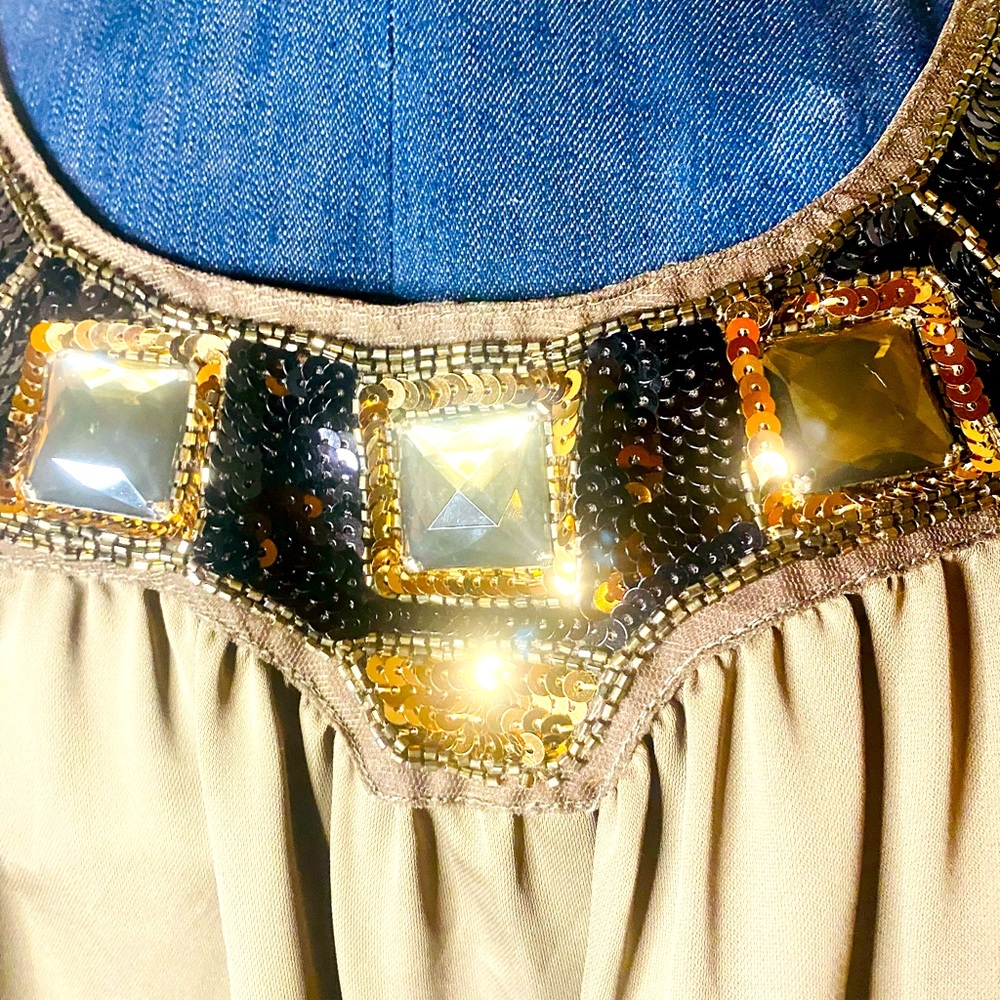 H&M Gold & Mocha Party Dress